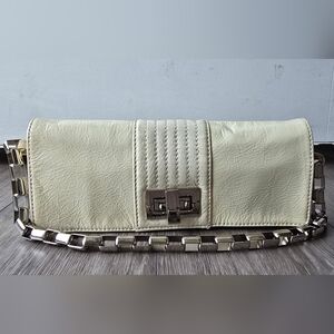 Kooba Penelope Cream Patent Leather Convertible Clutch Chain Strap Y2K